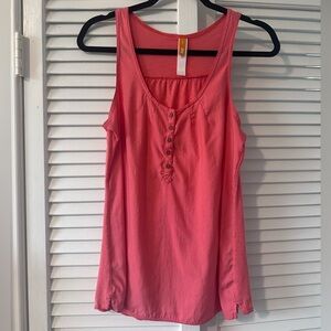 Lucy Size Medium Athletic Modal Blend Coral Button Front Tank Top